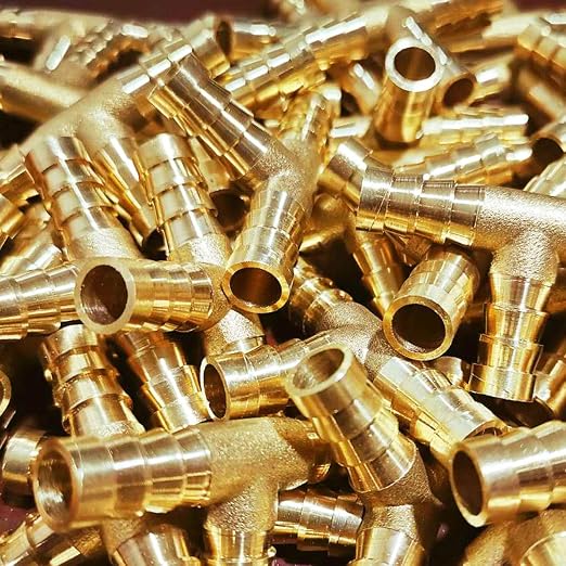 Da by 6 pcs 3/8"(10mm) Brass Tee Barb Fittings for 3/8" ID Hose,18 pcs Stainless Steel Pipe Clamps,3 Way Union Intersection for Water/Fuel/Air(T)