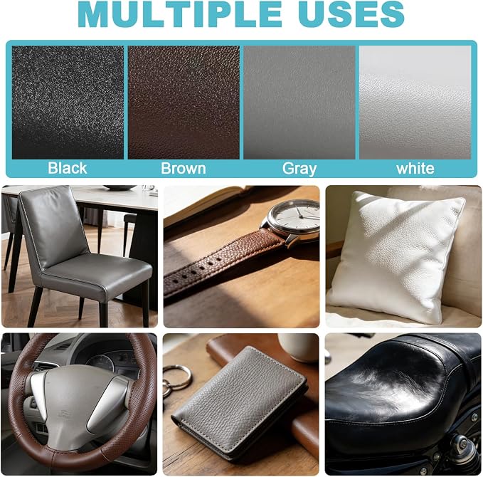 Gray Smooth Faux Leather Fabric 39"x54" - Solid Color Vinyl for Upholstery Restoration, Handbag Making, Sewing & DIY Home Decor