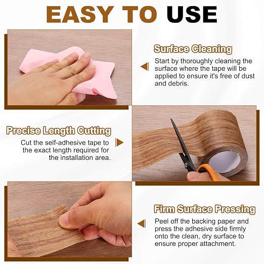 uxcell Wood Grain Repair Tape, 2.2" x 15ft Self Adhesive Wood Grain Colored Duct Tape Waterproof Repair Patch for Furniture Floor Scratch Fix, Baseboards, DIY Decor, Maple Yellow