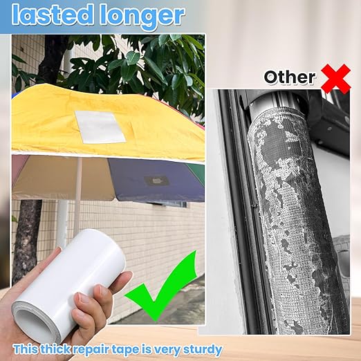 Tikfoam Waterproof Repair Tape for Fabric, Plastic, Awning, RV Underbelly, Tarp, Tent, Sail and Boat Cover Outdoor Repair Patch, Heavy Duty,4 Inch x 10FT White