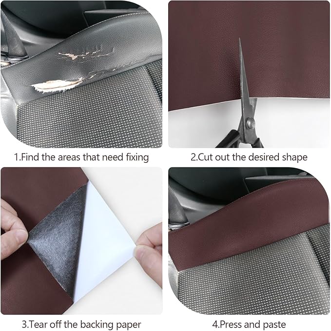 CHEIGHY Leather Repair Kit Self Adhesive Leather Repair Patch for Furniture 15.7X79 inch Vinyl Repair Kit for Couches Car Seats Sofa Office Chair Belt Jackets (Coffee)