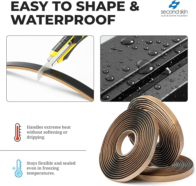 Second Skin Butyl Tape – 20 Roll (20ft x 1/2” x 1/4”) | Black Butyl Sealant Tape for RV, Auto, Marine, Headlight Repair, Window Glazing Tape | Weatherproof & Waterproof, Indoor & Outdoor, Made in USA
