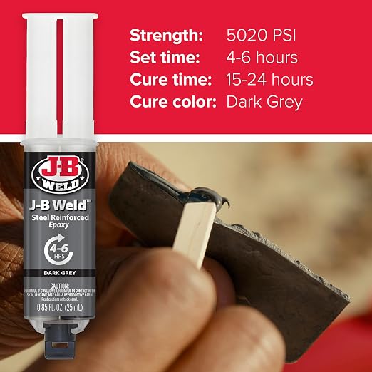 J-B Weld Original Steel Reinforced Epoxy Syringe, High Strength, 2 Pack, Dark Grey, 50165-2