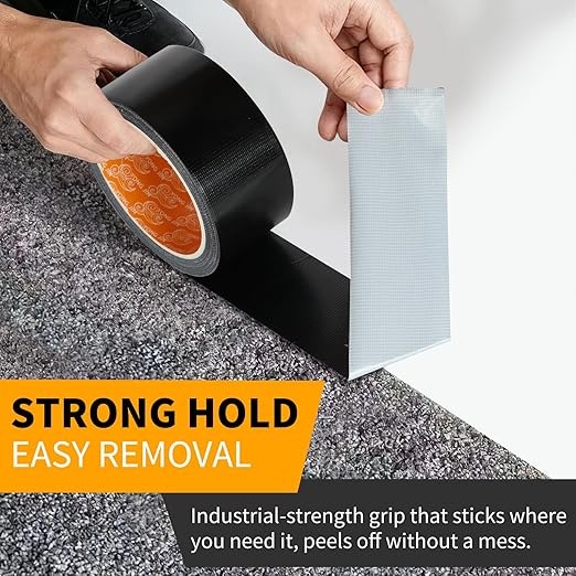 YONGJIN Black Duct Tape Waterproof - 2 Pack Tear by Hand, No Residue, Multi-Purpose Duct Tape Bulk for Indoor Outdoor Repairs, DIY, Packaging, and Crafts, 2 Inch x 40 Yards Total