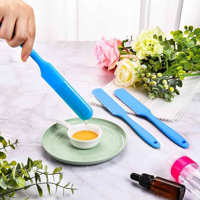 Mudder 3 Pcs Non-stick Wax Spatulas Silicone Waxing Applicator Hair Removal Sticks Applicator Spatula Reusable Hard Wax Scraper for Home Salon Body Use(Blue)