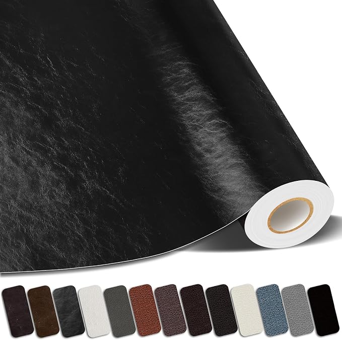 Leather Repair Patches, 3.5X79 Inch Self-Adhesive Leather Repair Tape, Stretch Vinyl Repair Kit for Couch Furniture Sofas Car Seats (Black, 3.5X79 Inch)