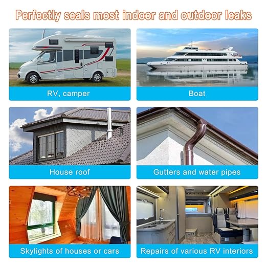 Rv Roof Tape White 4 Inch X 50 Feet, Waterproof Repair Sealant Tape UV-Resistant & Weatherproof Rv Awning Repair Tape for Window, Vent, Boat Sealing, Truck Camper Roof Patch kit Metal Roof Sealant