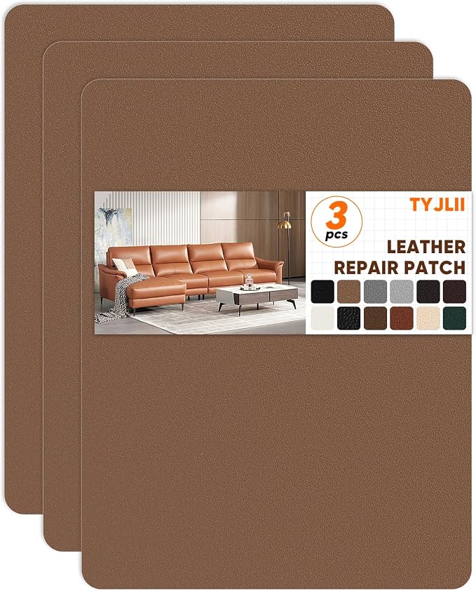 Leather Repair Patch Self Adhesive,8.3″ x 11″ Vinyl Patch Kit,Leather Repair Kit for Furniture,Car Seat,Couch,Office Chair.（Khaki）