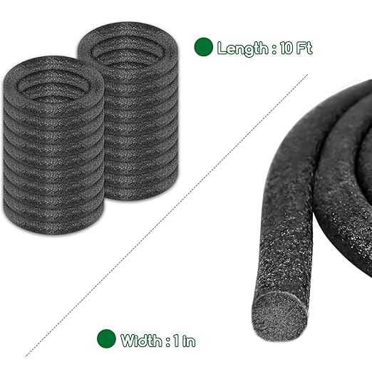 Foam Backer Rod for Gaps Concrete Crack Filler Joints Foam Gap Filler Caulk Saver Backing Rod Concrete Filler Rope (Black, 1/4 Inch X 100 Feet)