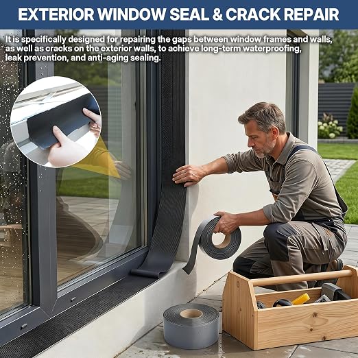32.8ft X 4in EPDM Rubber Roofing Seam Tape, Self Adhesive Butyl Sealant Tape Waterproof Sealing Tape for Roof Patch & Repair, Peel and Stick Roofing Patch for RV, Pipe, Window Sill, Boat Sealing