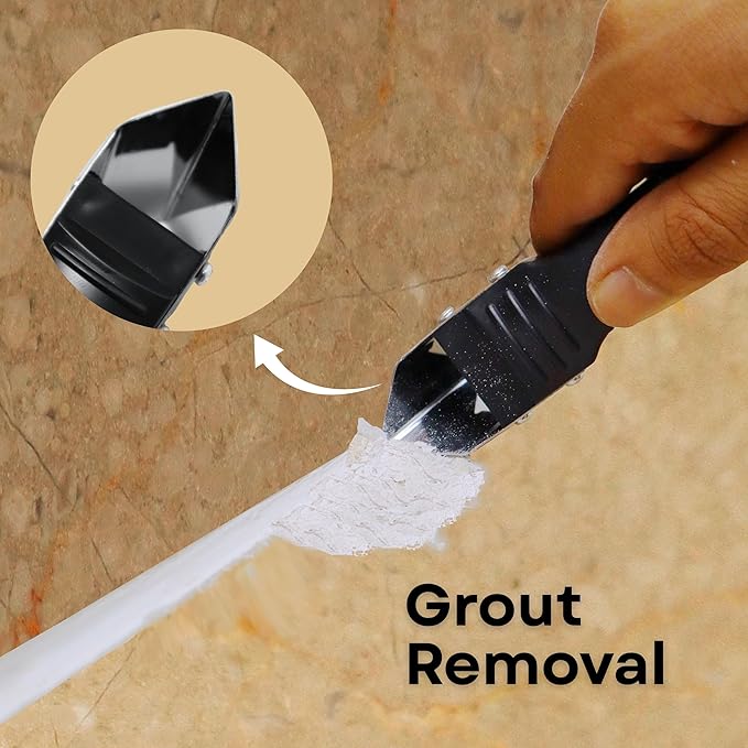 Caulking Tool 5 in 1 Silicone Caulking Tool Kit Sealant Finishing Tool Grout Remover Scraper Caulk Removal Tool with Replaceable Silicone Pads for Bathroom Kitchen Window Sink Tile Joint