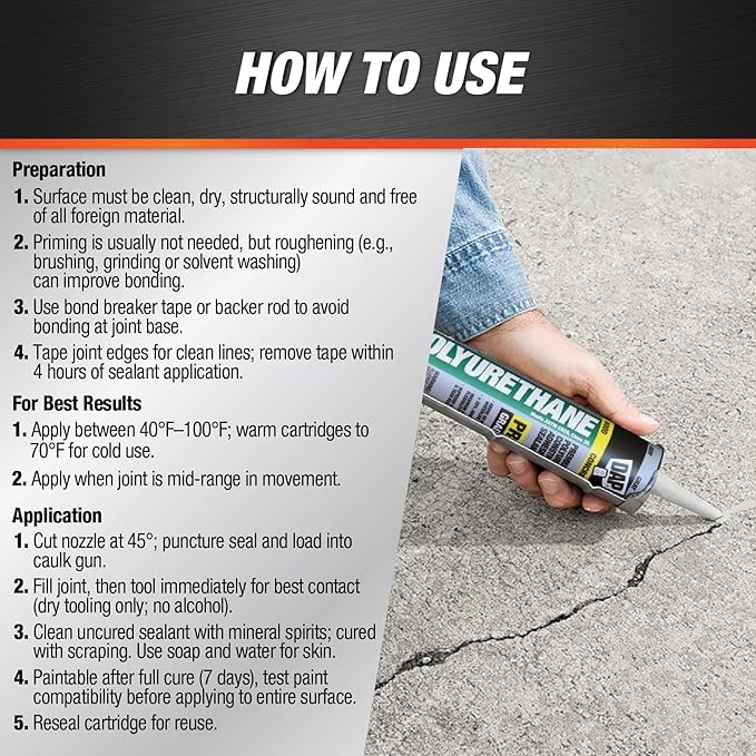 DAP Polyurethane Premium Construction Adhesive Sealant, Black, 10.1 Oz (7079818816)