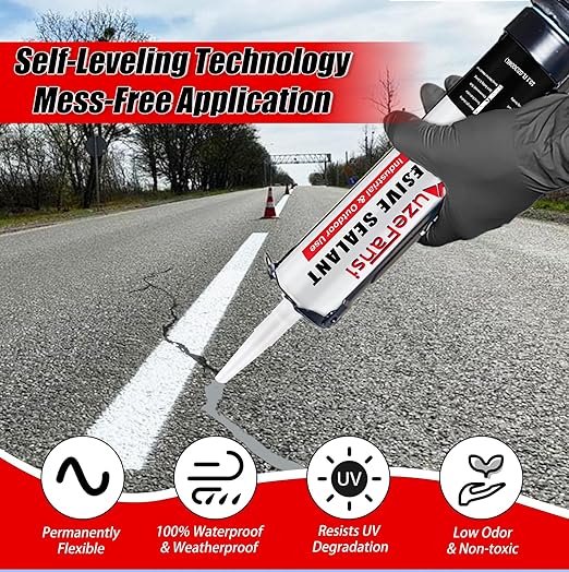 6 Pack Concrete Crack Filler, Self-Leveling Cement Crack Filler Waterproof Silicone Sealant, Flexible Magic Crack Repair for Concrete, 10.1 fl. oz,Gray