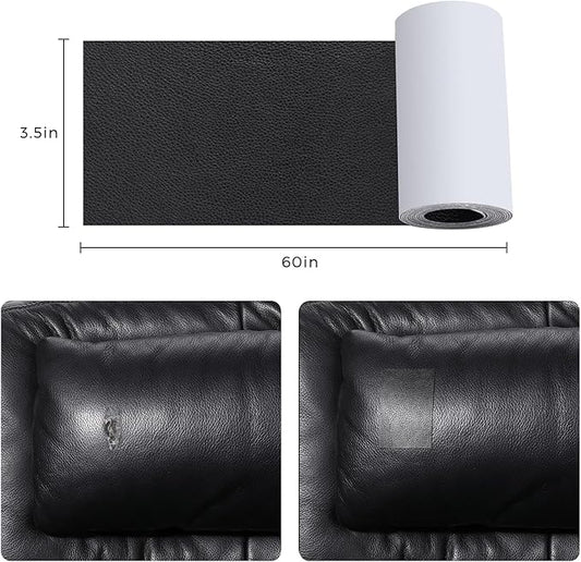 JDLUGH Sofa Leather Repair Patch Tape 3.5x60 Inch Self Adhesive Couch, Car Seat, Office Chair, Leather Furniture, Vinyl Repair Patch Kit for Furniture(3.5x60 Inch, Grey)