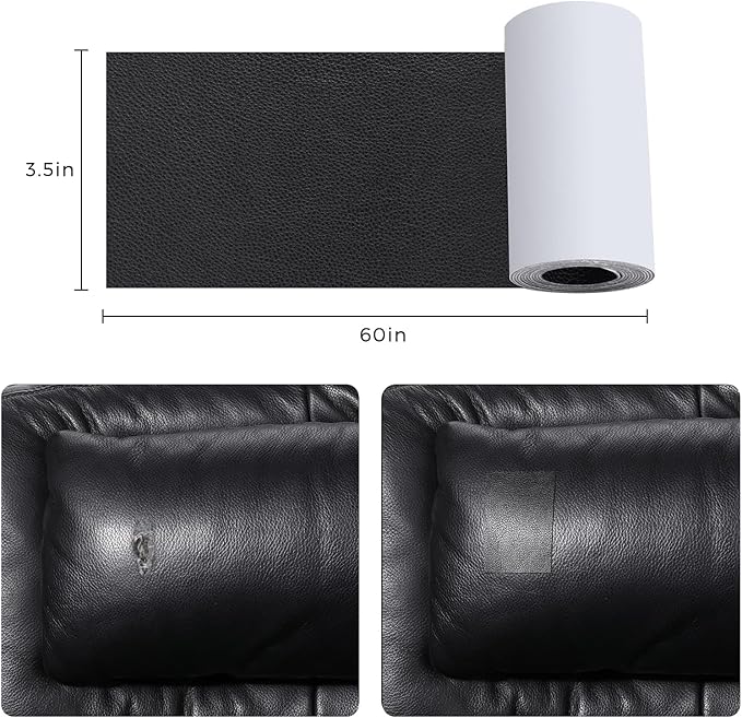 JDLUGH Sofa Leather Repair Patch Tape Self Adhesive Couch, Car Seat, Office Chair, Leather Furniture, Vinyl Repair Patch Kit for Furniture(3.5x60 Inch, Dark Brown)