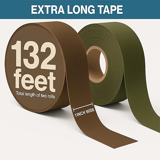 Thunder Tape Tactical Grip Tape – 2 Roll Camo Pack (Green & Brown) – Gun Grip Tape for Rifle, Firearm, Knife Handle, Magazine, Tool, Bow, Camping Gear – 1” x 66 Ft – Non-Reflective, Weather-Resistant