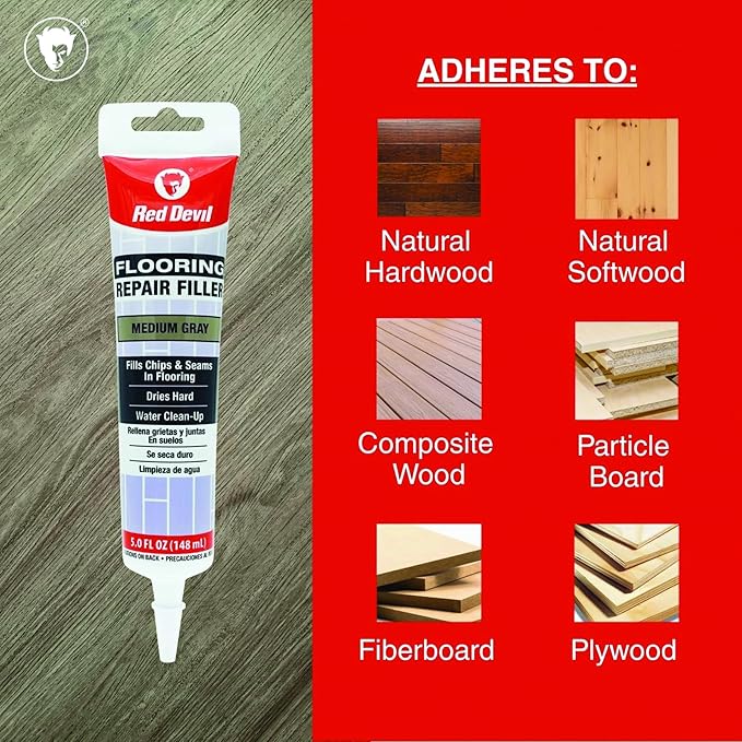 Red Devil 056050 Flooring Repair Filler, 5 oz., Medium Gray, 4 Pack