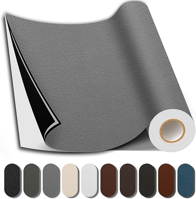 Shagoom Leather Repair Patch, 35X79 Inch Repair Patch Self Adhesive Waterproof, DIY Large Vinyl Patches for Couches, Furniture, Kitchen Cabinets, Wall （Grey, 35X79 Inch）