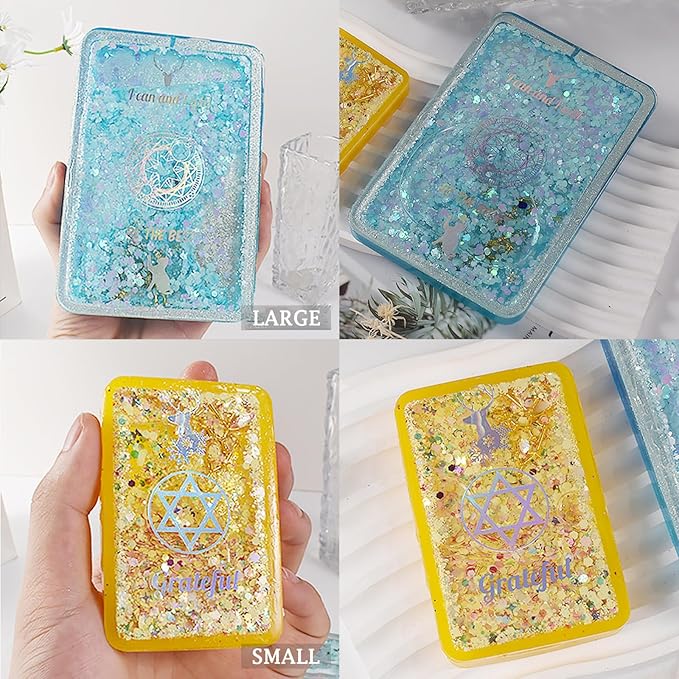Resin Shaker Molds Set Large Rectangular Photo Frame Pack of 3 Epoxy Silicone Trays Precision Tip Applicator Bottle Kit Bundle