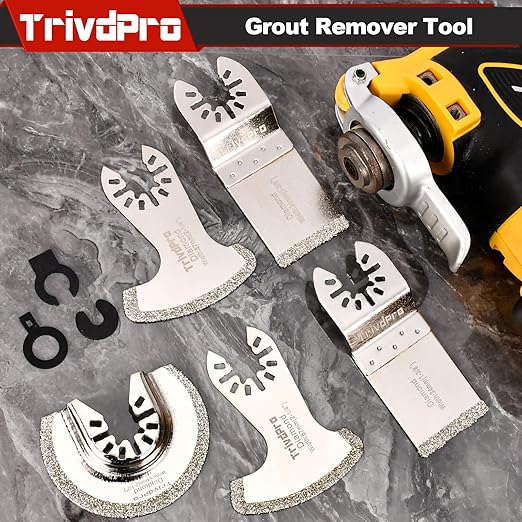 Grout Removal Tool Blade for Oscillating-Tool - TrivdPro 14pcs Grout Remover Diamond Oscillating Blade for Tile, Concrete, Masonry, Cleaning Mortar