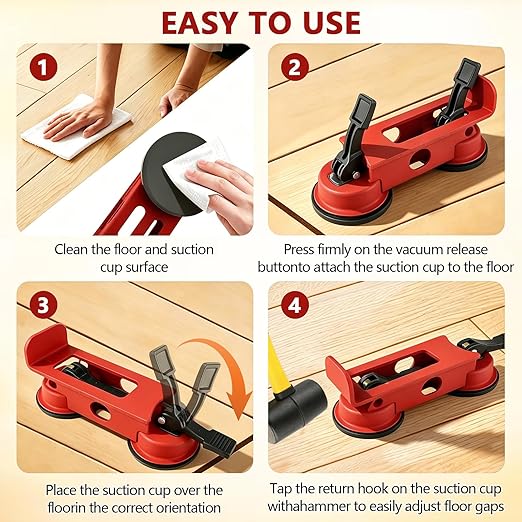 Floor Gap Fixer Tool, Tile Countertop Installation Tools, Floor Suction Cup Tools, Heavy Duty Floors Gap Fixer with 2 Enhanced Suction Cup for Wood, Tiles, Vinyl, Laminate Flooring