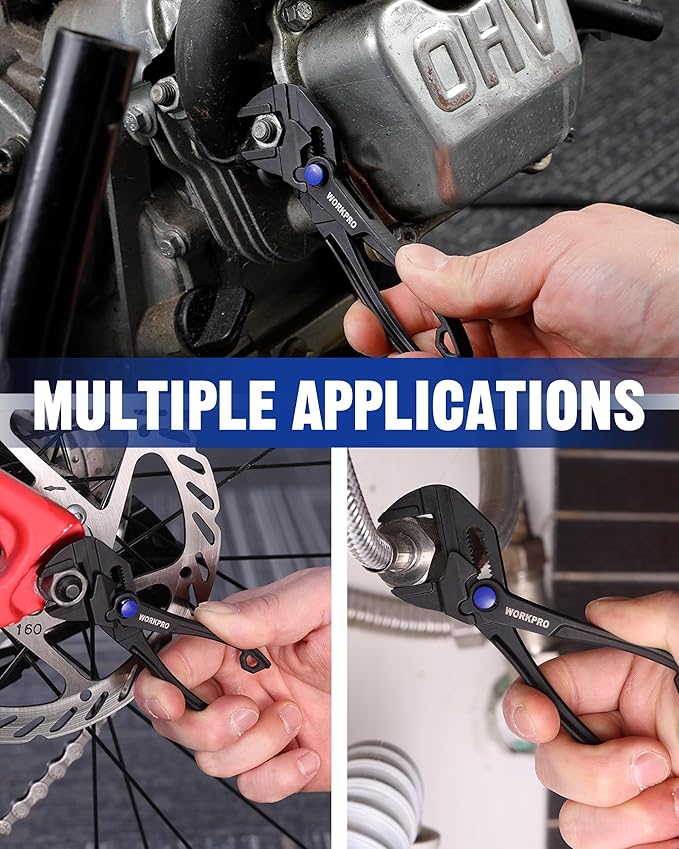 WORKPRO Mini Pliers Wrench, 4-Inch Smooth Jaw Pliers, High-Toughness Alloy Steel Adjustable Wrench Pliers with Smooth Parallel Jaws, Anti-Rust Coating, EDC Pliers for Tight Spaces & Versatile Use