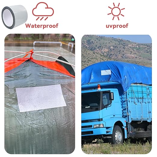 Birllaid Awning Repair Tape for Tarp, Heavy Duty Outdoor Repair Tape for Siding, Boat Covers, Tent, Sail Repair Patch Kit, Waterproof, UVproof, White