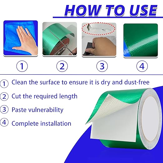WaterproofRepair Tape for Fabric, 3.1IN x24.6FT, Heavy Duty Outdoor Repair Tape, for RV Roof, Tarp, Tent, Sail and Boat Cover Outdoor Repair Patch, Multipurpose Awning Repair Tape (Green)