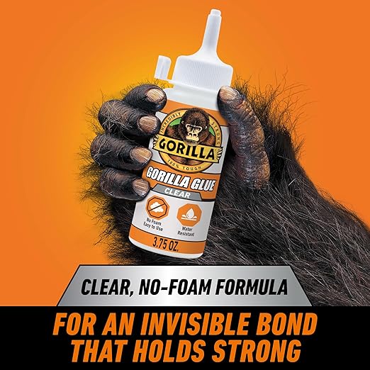 Gorilla Clear Glue, 3.75 Ounce Bottle (Pack of 8) - Crystal Clear, All Purpose, and Water Resistant
