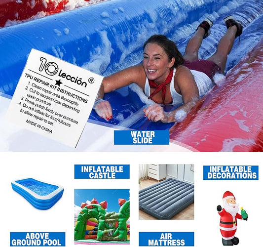 TPU Pool Patch Repair Kit for Air Mattress, Swimming Pool, Bounce House, Tent, Canvas, Canopy, Pool Floats, Tubes Air Bed and Inflatable Toys (3 in x 12 ft)