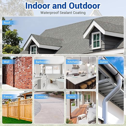 Transparent Waterproof Coating, 5 Gallon Clear Waterproof Anti Leakage Sealant, Inivisible Agent Water Proof Sealant Protection for Indoor and Outdoor Sealing, Gutter, Wall, Roof Repair Leaks