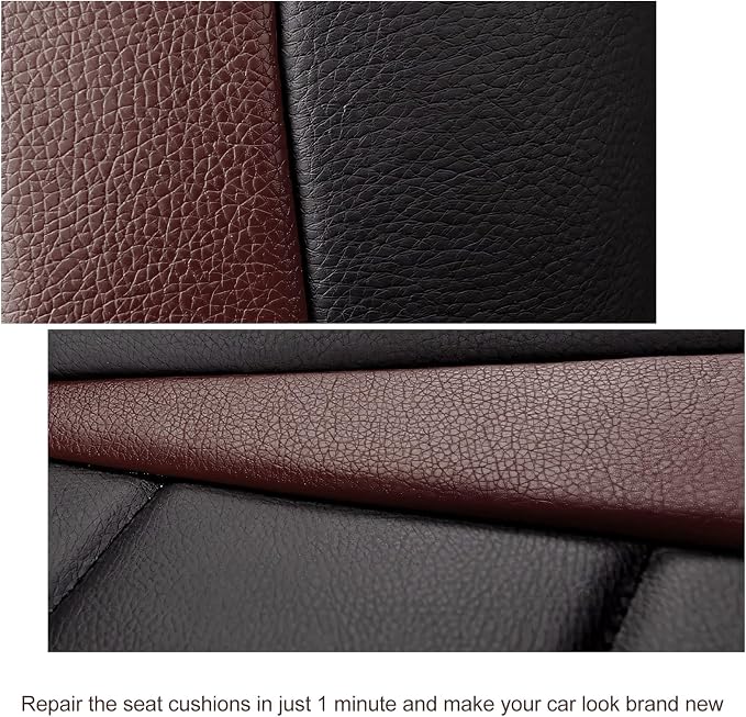 2 PCS PU Leather Patch for Car Seat Repair, 8 × 4 Inch Waterproof Auto Upholstery Cuttable Patches, Self-Adhesive Seat Leather Tape Portable Repair Kit for Vehicles (Dark Coffee)