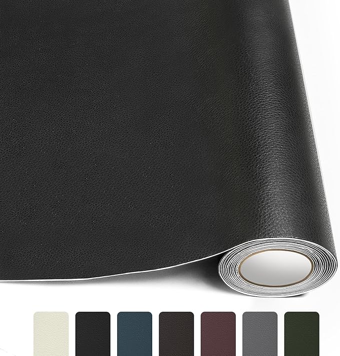 CHEIGHY Leather Repair Kit for Furniture - Advanced PU, Strong Self Adhesive Leather Repair Patch for Couch 17X118 inch Vinyl Repair Tape for Car Seat Sofa Office Chair (Black)