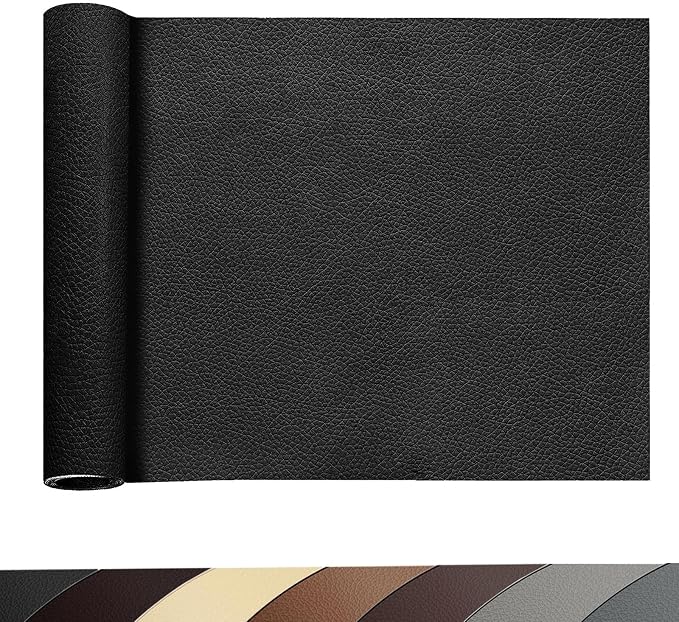 Waterproof Leather Repair Patch,11.8 × 59 inch Black Self Adhesive Leather Repair Tape,DIY Large Vinyl PU Patches for Furniture,Couch,Sofa,Car Seats,Office