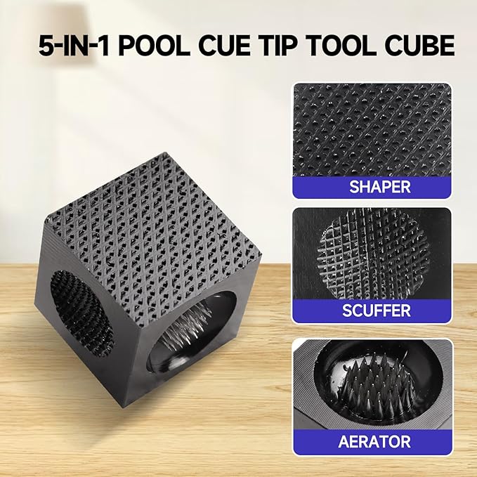 GSE Games & Sports Expert Billiard Pool Cue Tip Tool, Stick Scuffer/Shaper/Aerator/Joint Protector Tool, Billiard Accessories