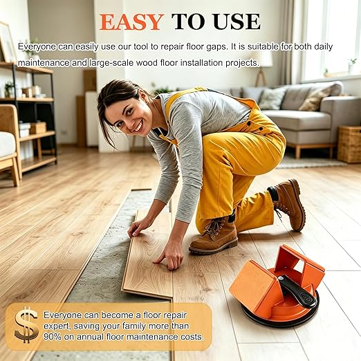 Floor Gap Fixer Tool Kit with Reusable Nano-Adhesive Pad,Heavy-Duty 45°Striking Surface Laminate Floor Repair Tools with Enhanced Suction Cup for Fixer Wood/Vinyl Plank Flooring (Black)