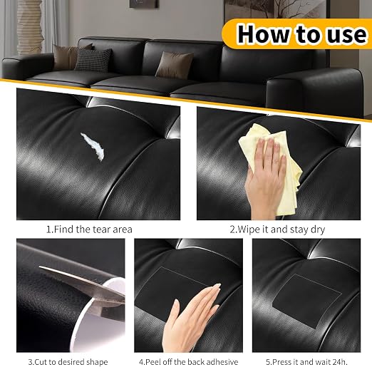 JuCheng Leather Repair Kit -Leather Repair Patch Self-Adhesive Waterproof Patch & Glue for Furniture, Car Seats, Sofa, Couch, Vinyl - Instant Fix for Tears & Scratches (Brown, 17X158 inch)