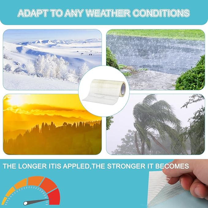 Waterproof Repair Tape,Clear Inflatable Patch Repair Kit for Tent Fabric Awning RV Roof Underbelly Tarp Sail and Boat Cover Outdoor Repair Patch