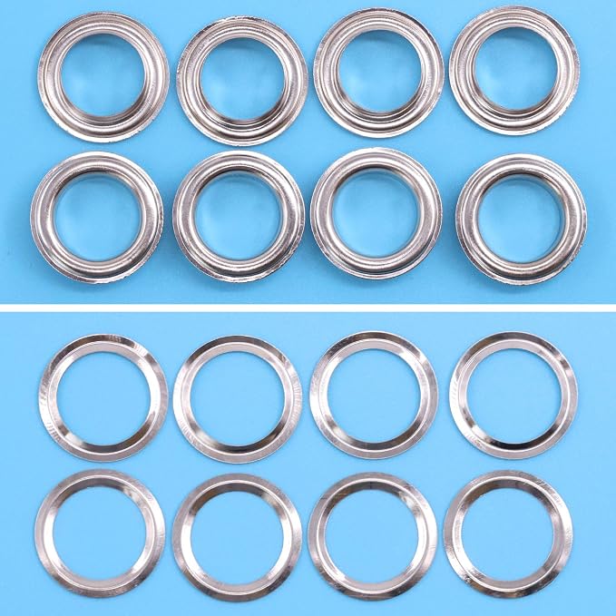 Glarks 124Pcs 1/2 Inch Silver Grommets Eyelets with Tool Sets, 120Pcs Grommets Eyelets with 4Pcs Installation Tools for Fabric, Canvas, Curtain, Clothing, Leather Repair and Decoration