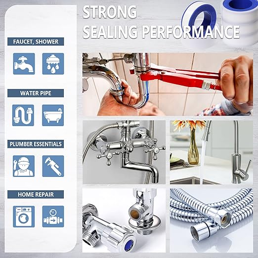 4 Rolls Teflon Tape,Plumbers Tape(1/2 Inch X 520 Inches),PTFE Tape for Sealing Tape,Plumbing Tape,Sealant Tape,Thread Seal Tape for Shower Head,Water Pipe,Prevent Leakage,Thicker
