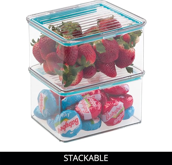 iDesign Plastic BPA-Free Pantry Food Storage Organizer Bin with Air-Tight Hinged Lid, 1.5 Quart Container for Kitchen, Fridge, Freezer, Cabinet, 5.5" x 6.6" x 3.7" - Clear