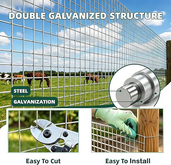 AMAGABELI GARDEN & HOME 17 Gauge Galvanized Hardware Cloth 48inch x 50ft 1 x 1 inch Welded Wire Mesh Fence Roll Chicken Wire Fencing for Tree Guard Rat Rabbit Snake Poultry Netting Cage Garden