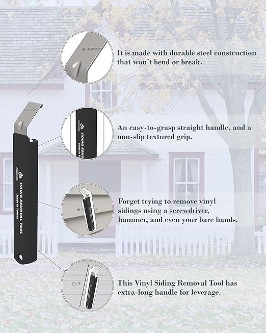 NACETURE Vinyl Siding Removal Tool 1 Pack – 7 Inch Heavy Duty Steel Hand Tool for House Siding Installation and Repair