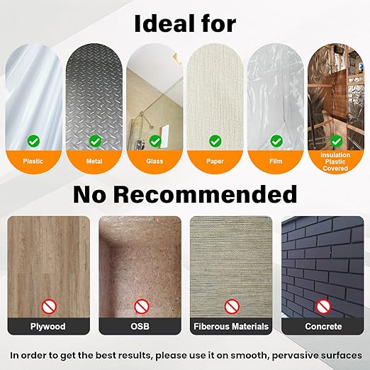 Vapor Barrier Tape, High-Adhesion Waterproof Seam Tape, Insulation Tape 3" Wide x 180' Long, PE Seal Tape 9 mm, for Crawlspaces Barriers Seal and Seam Insulation Repairs & Plastic Liners, 8 Roll