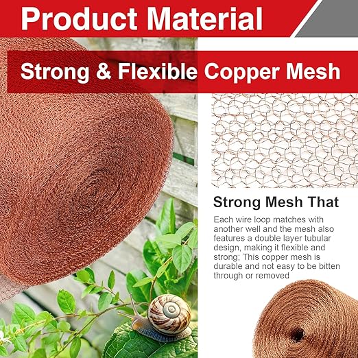 5 Inch×150 ft Copper Mesh Rodent Control Kit, 100% Pure Copper Roll for Professional Pest Barrier and Hole Blocking, Ideal for Large Garden and Extensive Home Sealing, with Scissors, Gloves, Trowel