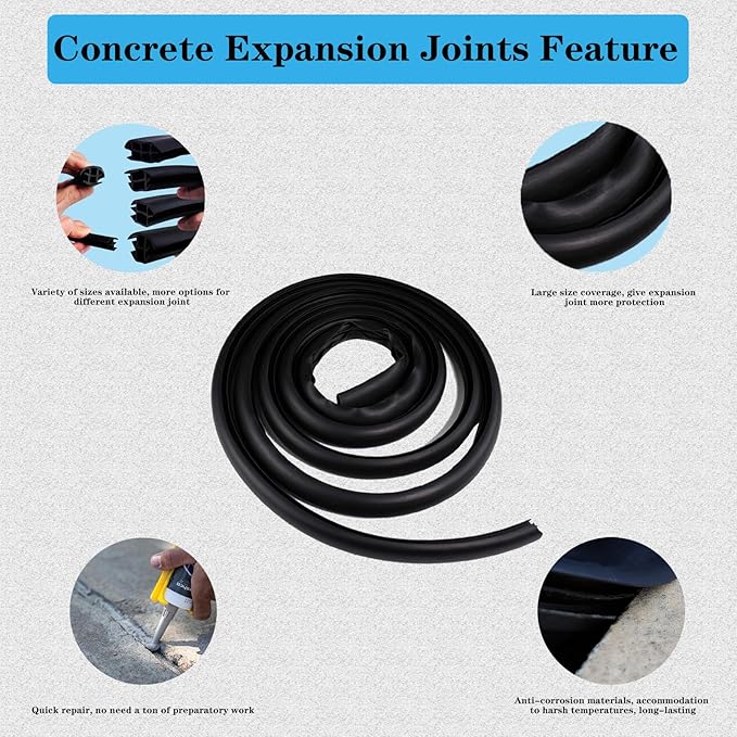 Concrete Expansion Joint Filler, 5/8" Expansion Joint Repair Replacement, Concrete Crack Repair, Backer Rod, Flexible Foam Rubber Seal, Rubber Strip for Sidewalk, Driveway, Walkway, Doors, Windows