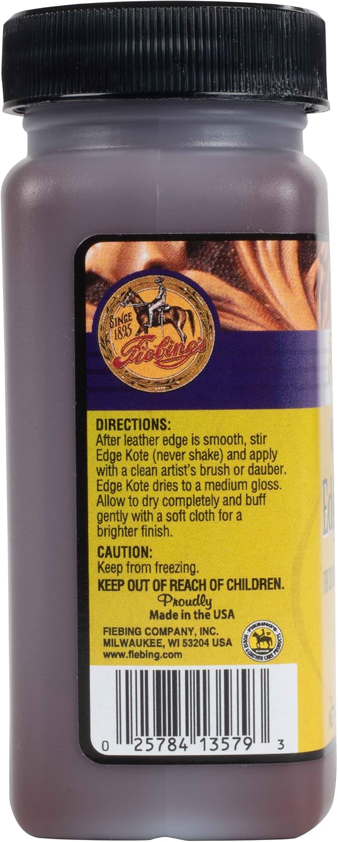 Fiebing's Edge Kote (4oz, Mahogany) - Leather Edge Paint for Shoes, Furniture, Purses, Couches, Belts - Flexible, Water Resistant, Semi Gloss Color Coating Leather Dye to Protect Natural Edges
