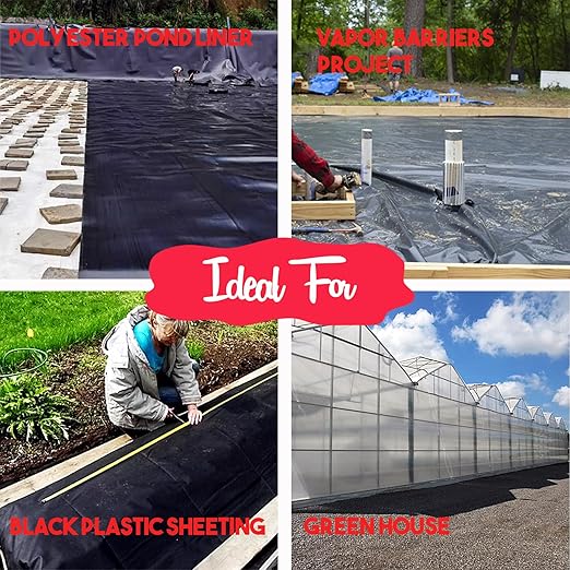 Vapor Barrier Tape, 7 Mil Black Polyethylene Tape Sealing Moisture Barrier Seam, Seal Tape for Crawl Space, Underlayment, Marine Use, Insulation Tape, Waterproof, 4'', 200 Foot