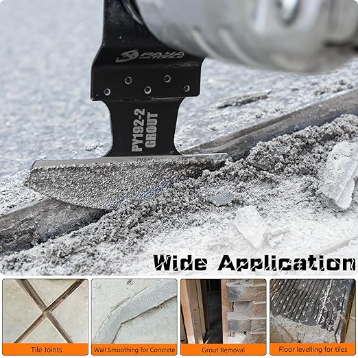 Universal Fit 40-50 Grit Diamond-Grit Edge Oscillating Blade for Grout Removal - 2-3/4" Cutting Width (3-Pack)