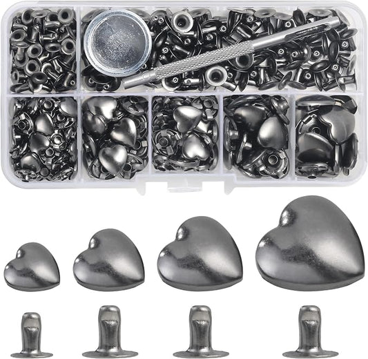 YORANYO 150 Set Mixed Size Rivets Kit - Gunmetal Rivets & Tool for Leather, Fabric & More
